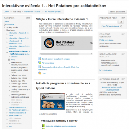 Interaktívne cvičenia 1: Hot Potatoes pre začiatočníkov