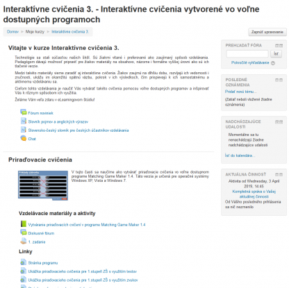 Interaktívne cvičenia 3. - Interaktívne cvičenia vo voľne dostupných programoch